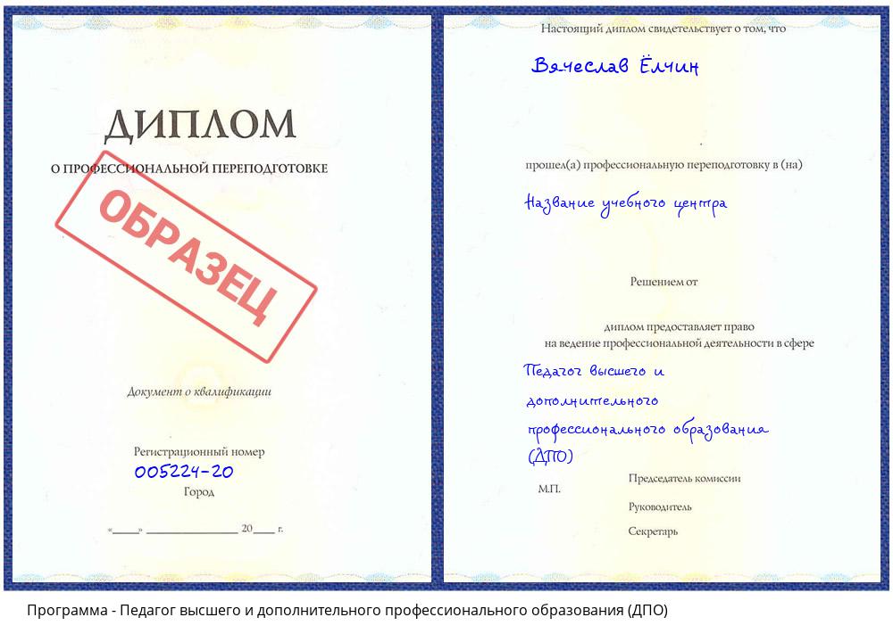 Педагог высшего и дополнительного профессионального образования (ДПО) Ижевск