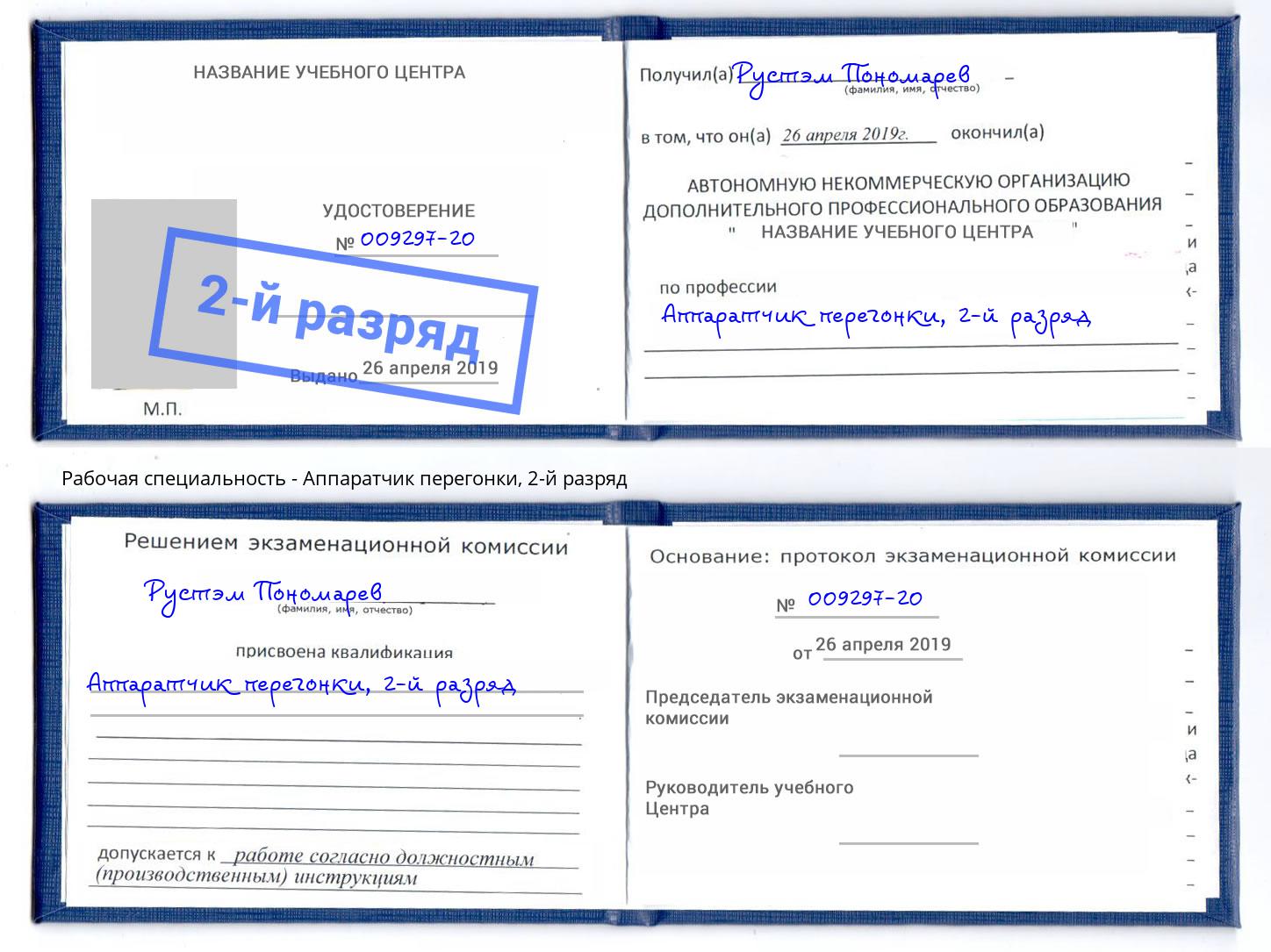 корочка 2-й разряд Аппаратчик перегонки Ижевск