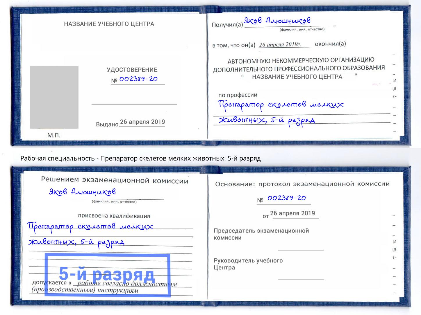 корочка 5-й разряд Препаратор скелетов мелких животных Ижевск