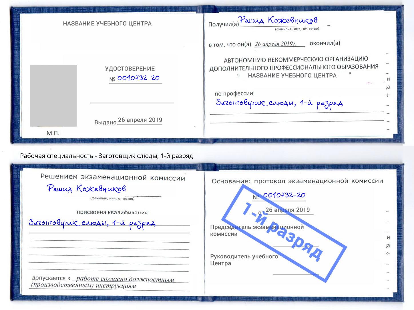 корочка 1-й разряд Заготовщик слюды Ижевск