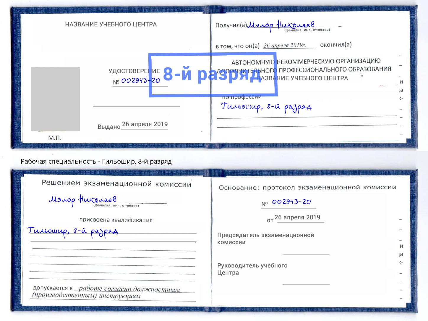 корочка 8-й разряд Гильошир Ижевск
