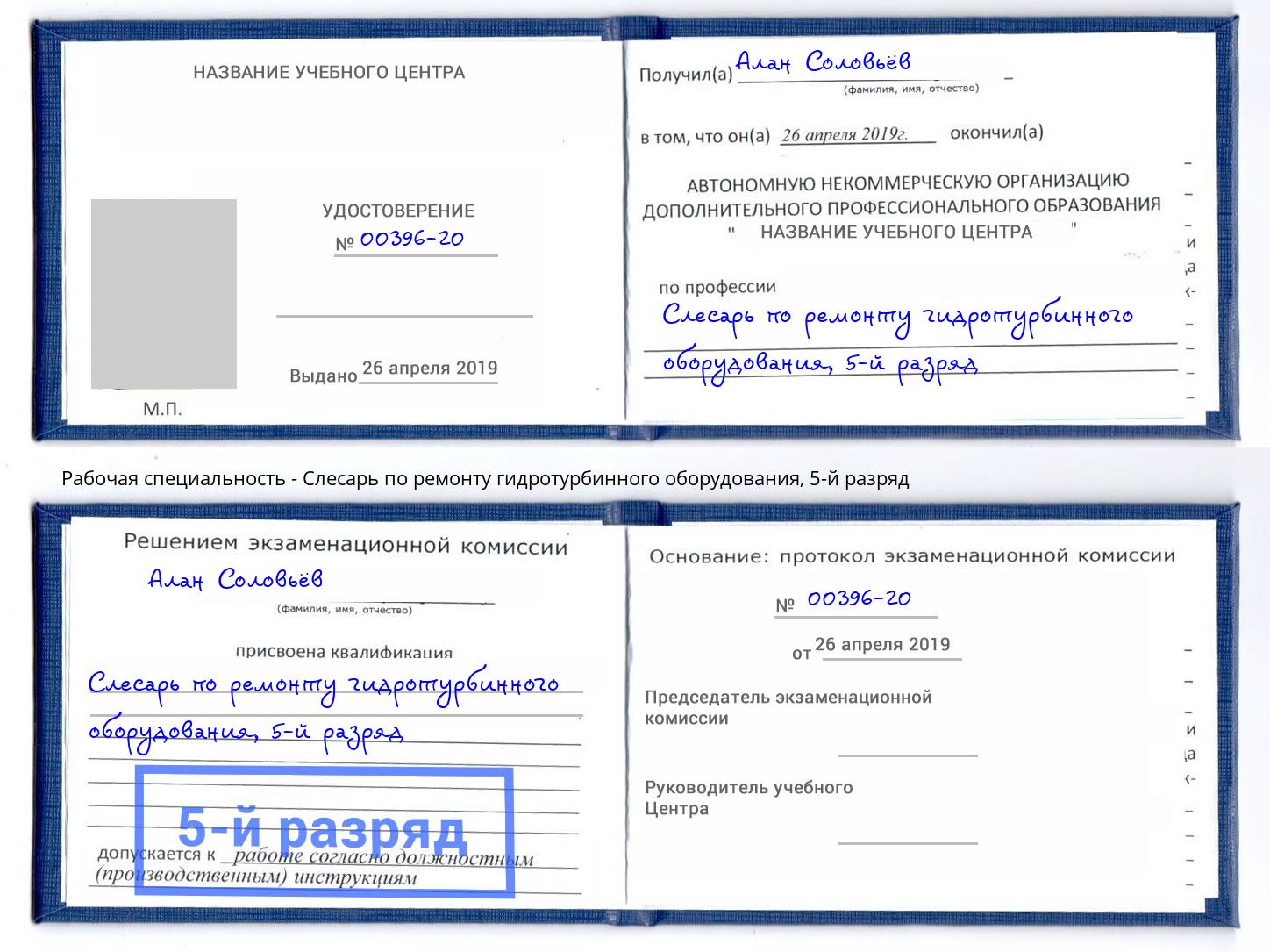 корочка 5-й разряд Слесарь по ремонту гидротурбинного оборудования Ижевск